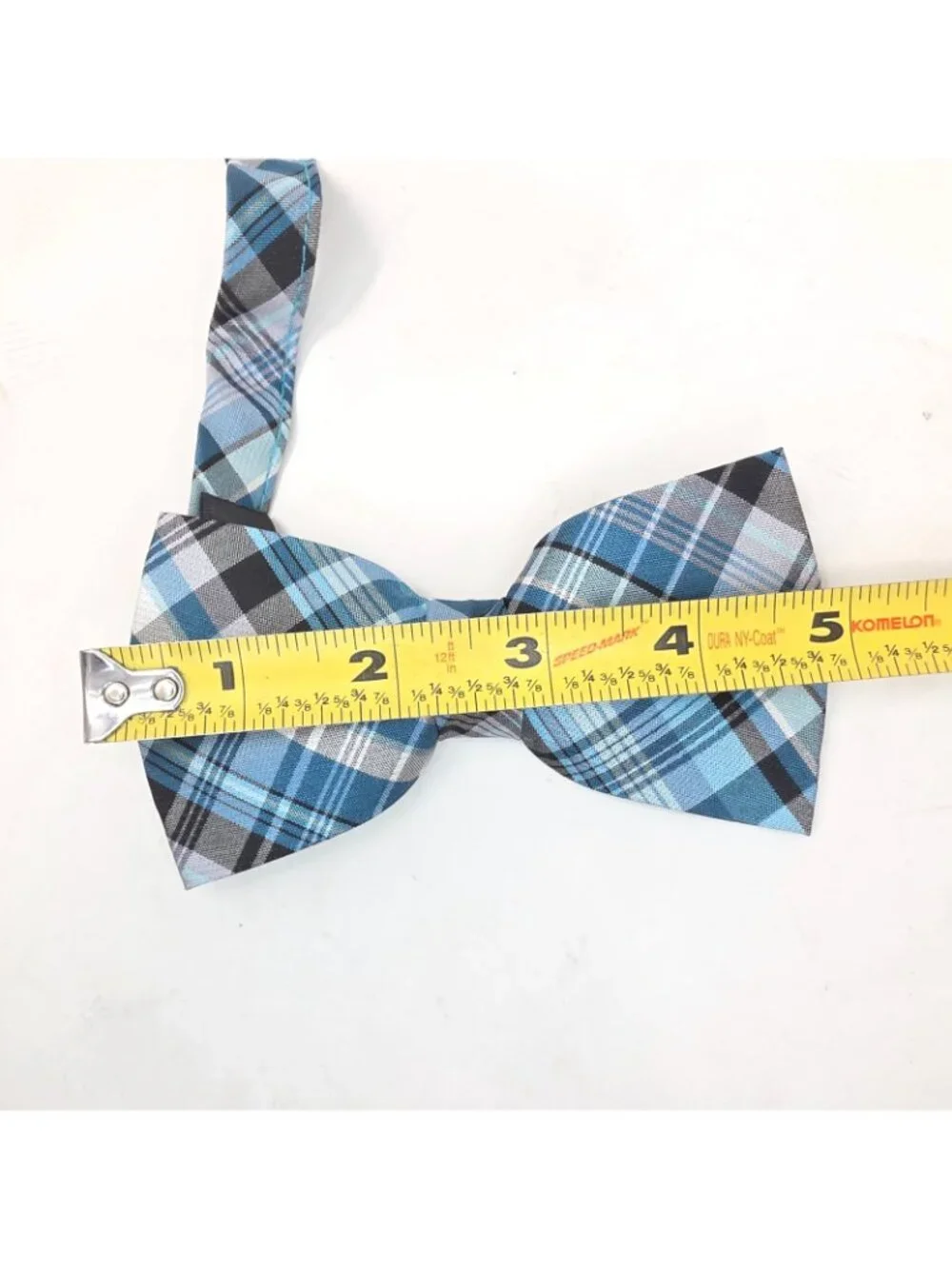 Nicole Miller Pre-Tied Bow Tie Teal Green Black Adjustable Neck Silk Plaid